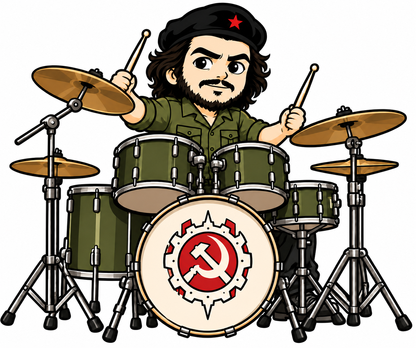Fuser pounding the drums behind his kit